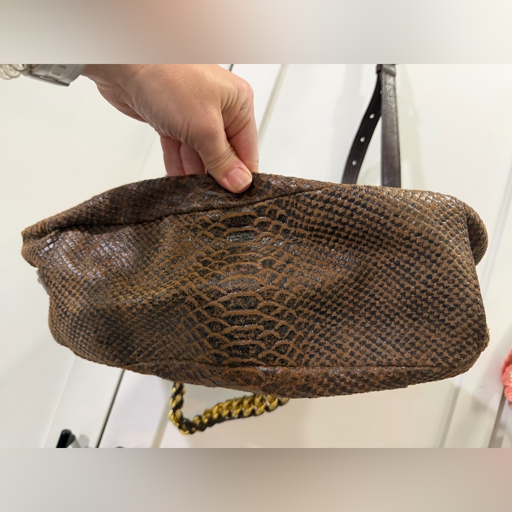 Michael Kors python snakeskin brown bag with gold… - image 4